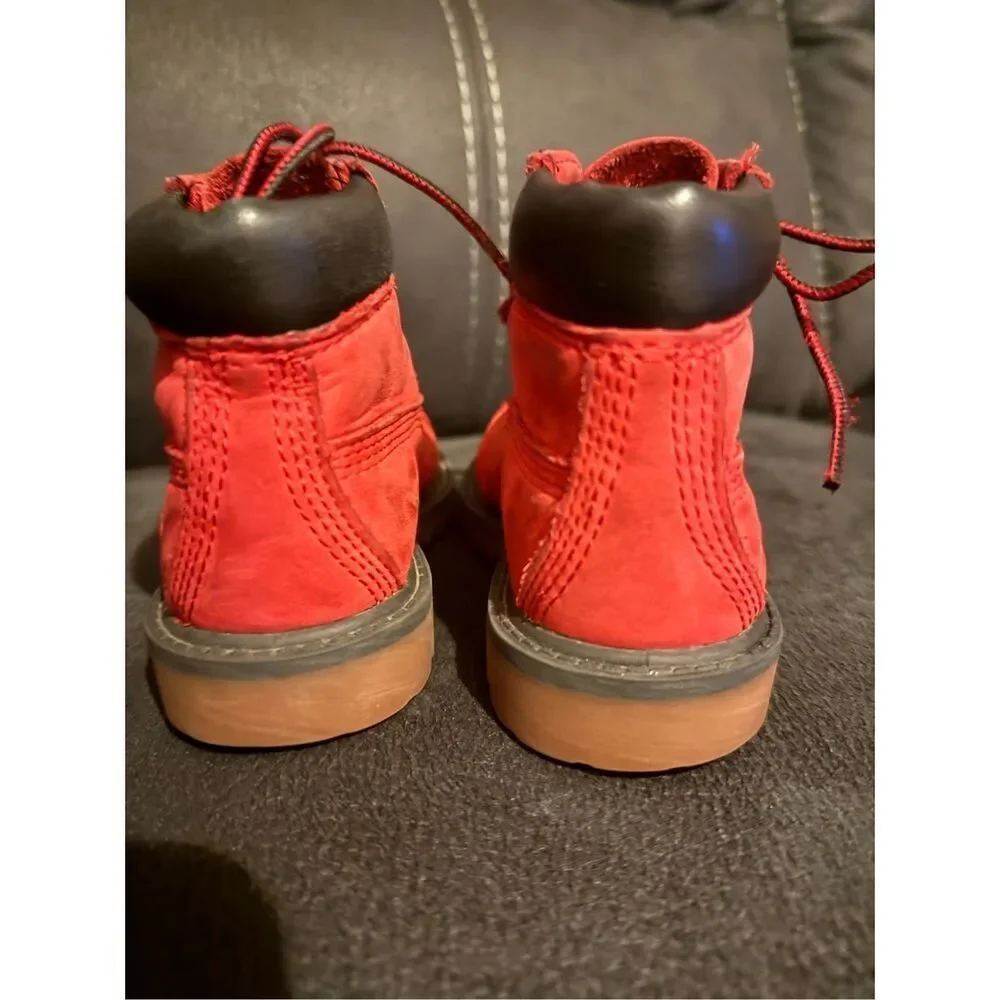 ✅TIMBERLAND TODDLER  X NBA CHICAGO BULLS CLASSIC PREMIUM BOOTS RED NUBUCK